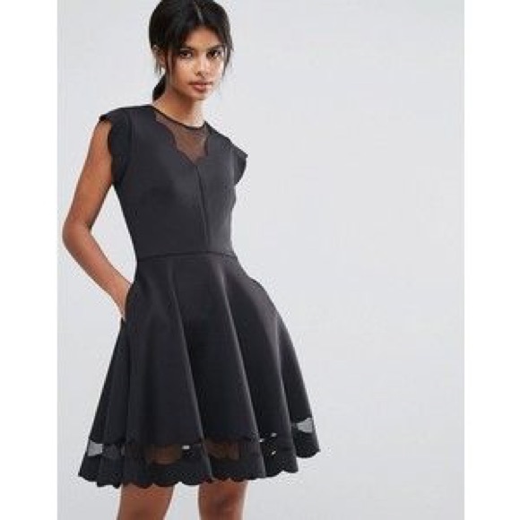 ted baker black scallop dress